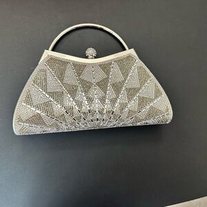 Silver Rhinestone Clutch